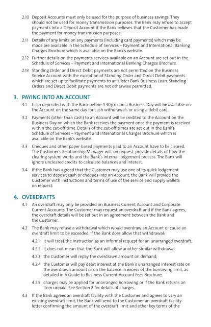 Business Banking Terms and Conditions (pdf) - Ulster Bank
