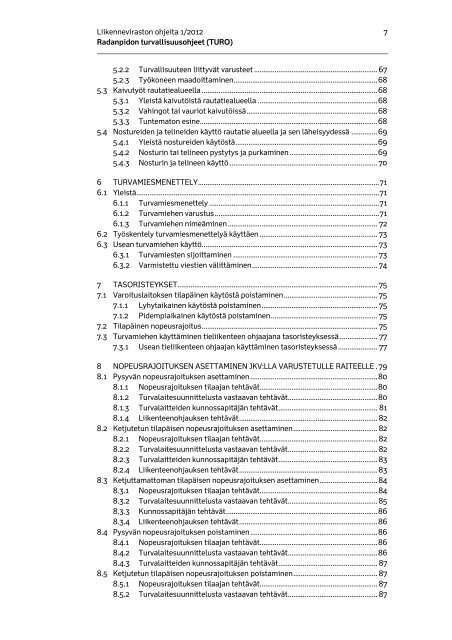 Radanpidon turvallisuusohjeet (TURO) - Liikennevirasto