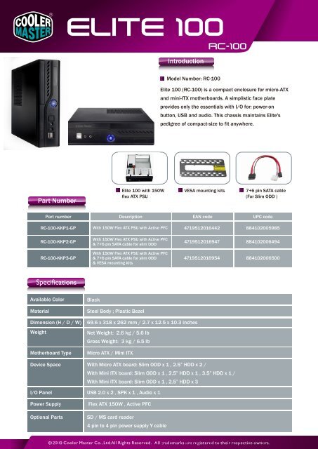 elite 100 product sheet 0706-a.pdf - Cooler Master