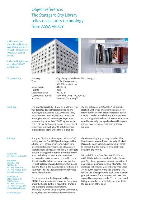 to download the Stuttgart City Library PDF - Assa Abloy