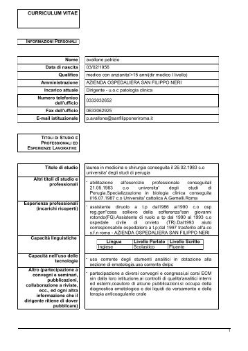 Dott. Patrizio Avallone - Azienda Complesso Ospedaliero San ...