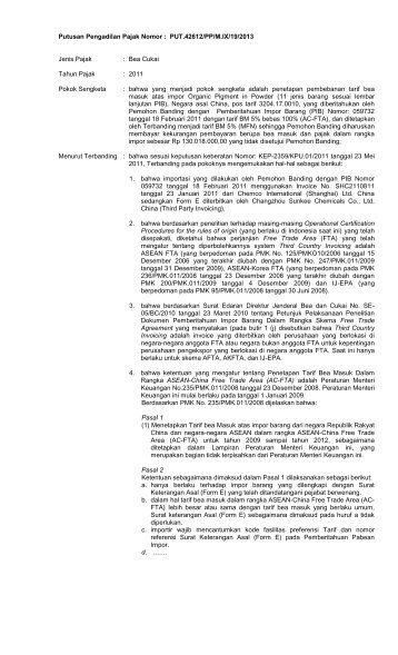 Putusan Pengadilan Pajak Nomor :