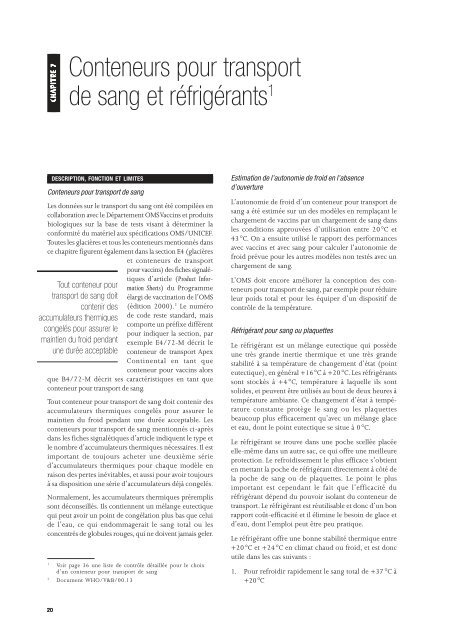 La chaÃ®ne du froid pour le sang pdf, 697kb