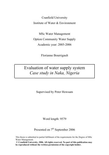Evaluation of water supply system Case study in Naka ... - ENGEES