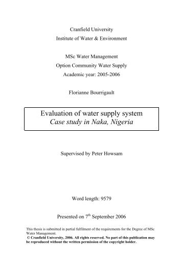 Evaluation of water supply system Case study in Naka ... - ENGEES