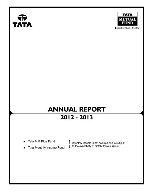 Annual Report for Monthly Income Schemes - Tata Mutual Fund