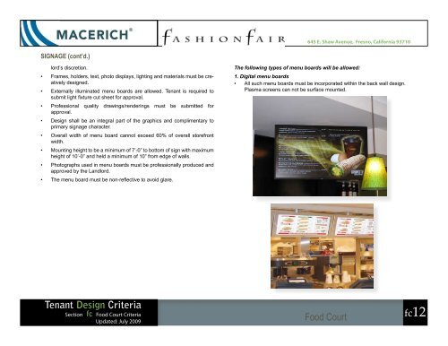 Tenant Design Criteria - Macerich