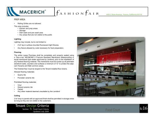 Tenant Design Criteria - Macerich