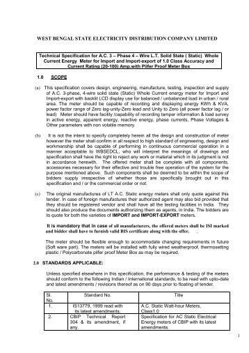 Phase 4 â Wire L.T. Solid State ( Static) Whole Current ... - WBSEDCL