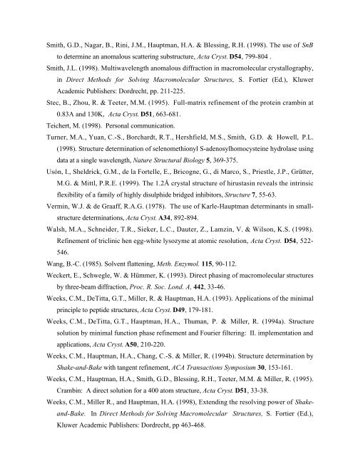 Ab Initio Phasing by Dual-Space Direct Methods - Hauptman ...