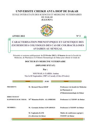 CaractÃ©risation phÃ©notypique et gÃ©nÃ©tique des Escherichia ... - BEEP