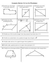 Geometry Review 11.1 to 11.4 Worksheet - Arapahoe High School