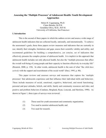 Assessing the 'Multiple Processes' of Adolescent Health - FHOP ...