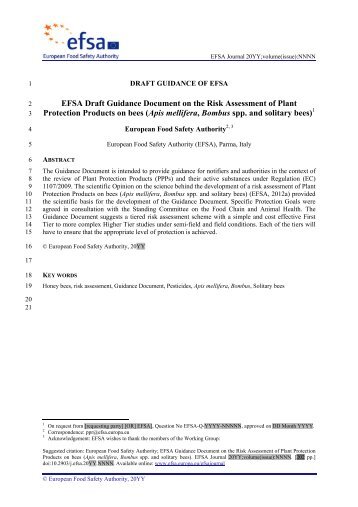 EFSA Draft Guidance Document on the Risk Assessment of Plant ...