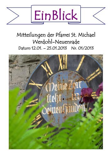 einBlick_files/Einblick 01 2013.pdf - Pfarrei St. Michael Werdohl ...