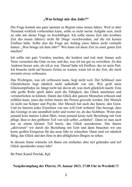 einBlick_files/Einblick 01 2013.pdf - Pfarrei St. Michael Werdohl ...