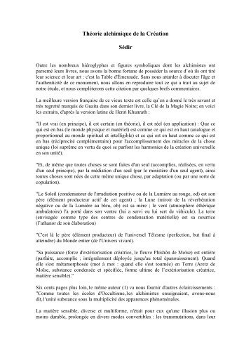 ThÃ©orie alchimique de la CrÃ©ation SÃ©dir