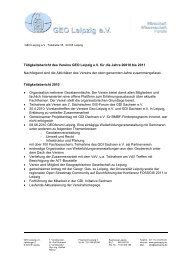 Tätigkeitsbericht des Vereins GEO Leipzig e.V. für die Jahre 20010 ...