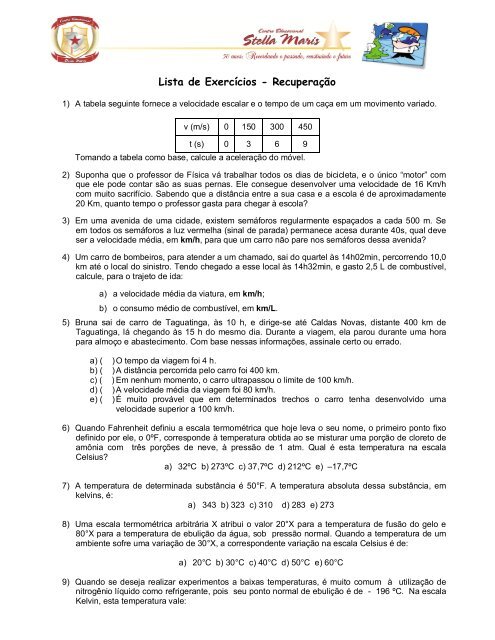Lista De Exercicios Recuperacao Caldeira Digital