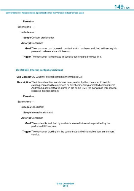 Requirements Specification of the Vertical Industrial Use Case ... - IKS