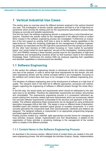 Requirements Specification of the Vertical Industrial Use Case ... - IKS