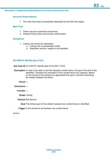 Requirements Specification of the Vertical Industrial Use Case ... - IKS