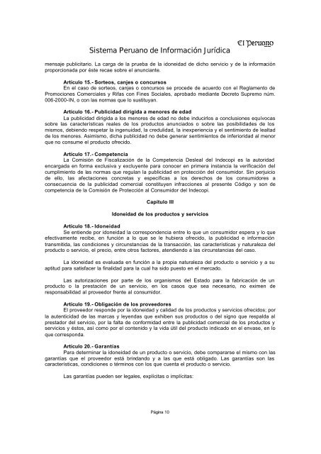 Ley Nº 29571 – Código de Protección y Defensa del Consumidor