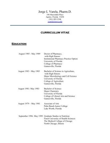 Curriculum Vitae - College of Pharmacy - Nova Southeastern ...