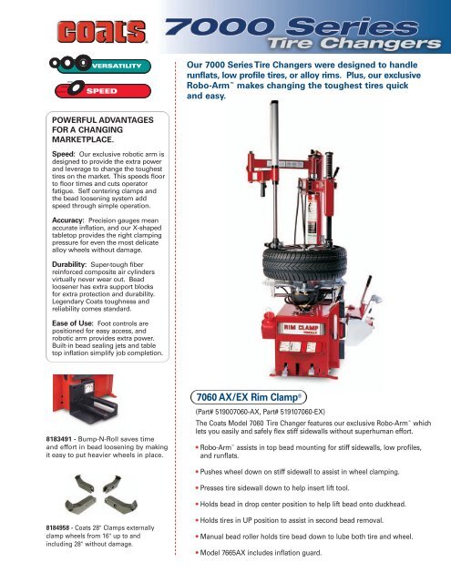 Our 7000 Series Tire Changers were designed to handle - aesco