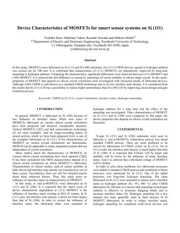 Device Characteristics of MOSFETs for smart sensor systems on Si ...