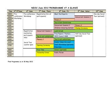 NECIC June 2012 PRORGRAMME AT A GLANCE - Agape Centre ...