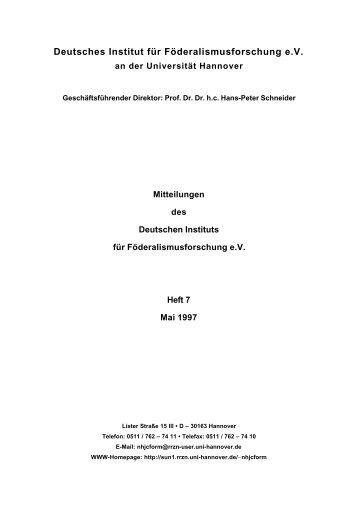 Deutsches Institut für Föderalismusforschung e.V. - DIF-Recherche