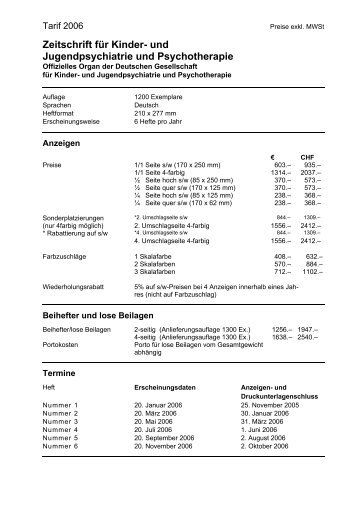 Zeitschrift für Kinder- und Jugendpsychiatrie und Psychotherapie