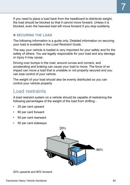 Tasmanian Heavy Vehicle Driver's Handbook - Transport