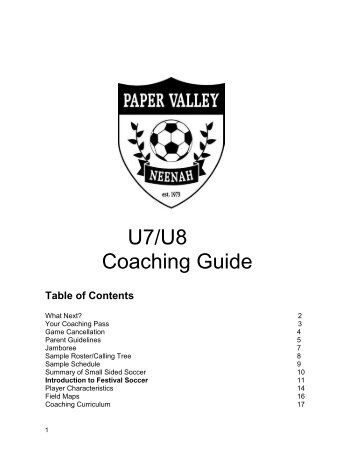 Neenah Soccer Club Coaching Guide U7&U8 - Paper Valley Youth ...