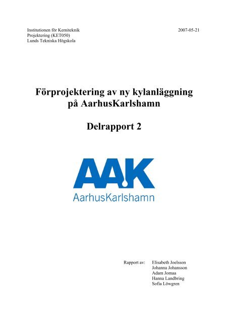 Delrapport 2 - Kemiteknik - Lunds Tekniska HÃ¶gskola