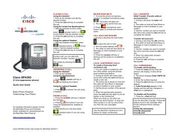 VNE Cisco SPA303 Quick User Guide for Star2Star - Voice New ...