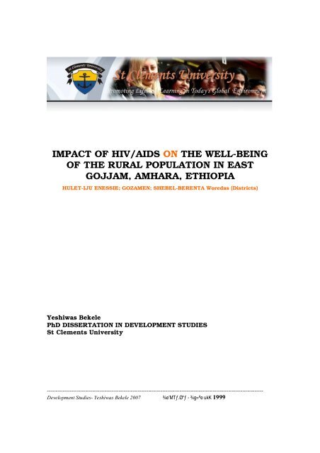 Impact of HIV/AIDS on the well-being - St Clements University
