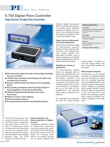 E-753 PDF Datasheet - PZT & Piezo Actuators: Sub Nanometer ...