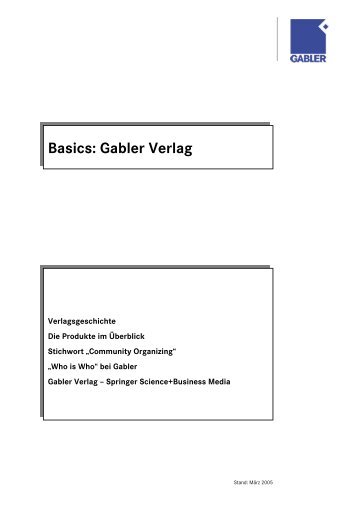 Basics: Gabler Verlag - Springer VS