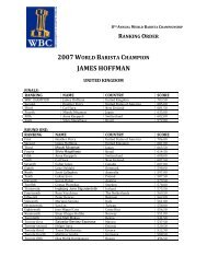 2007 WBC Ranking Order - World Barista Championship