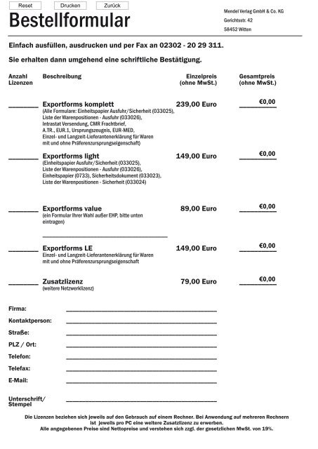 Einheitspapier Ausfuhr/Sicherheit - Liste der Warenpositionen