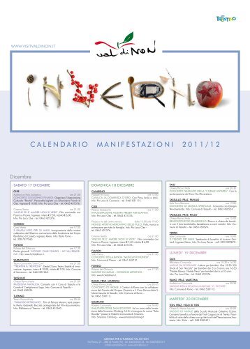 C A L E N D A R I O M A N I F E S TA Z I O N I 2 0 1 1 / 1 2 - Val di Non