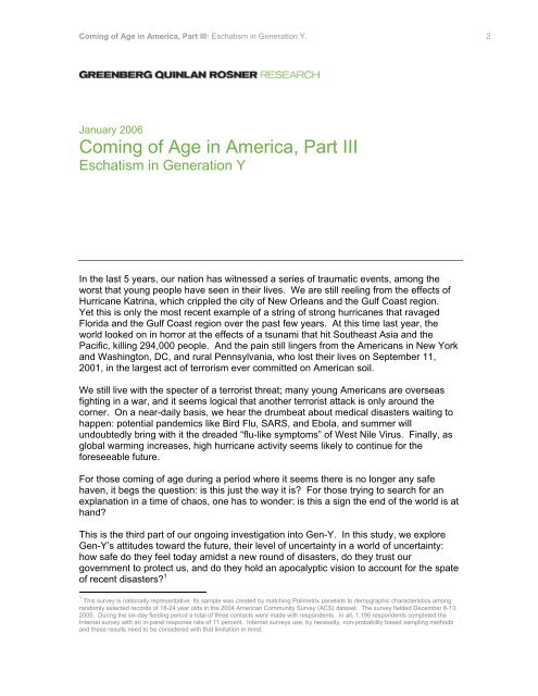 Coming of Age in America - Greenberg Quinlan Rosner