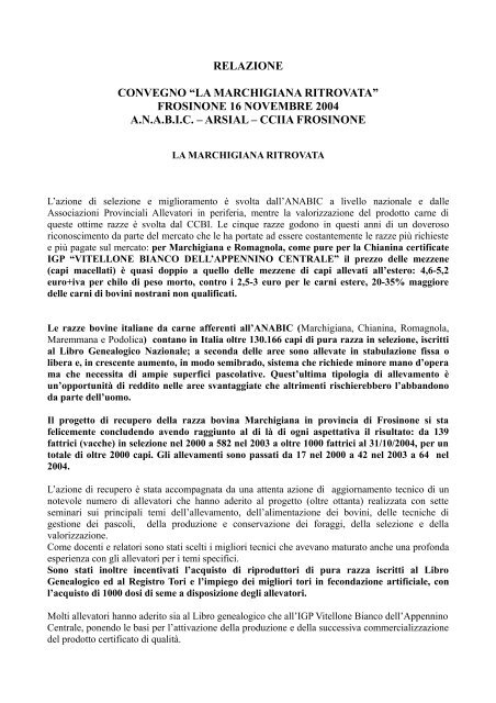 Valorizzazione e sviluppo dell'allevamento bovino di razze locali nel ...