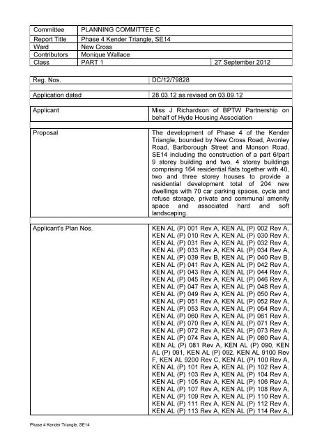 Kender Phase 4 Triangle SE14 PDF 307 KB - Council meetings ...