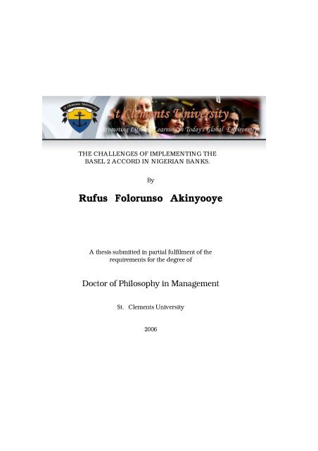 Rufus Folorunso Akinyooye - St Clements University