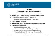 GmbH Zweck und Charakteristika I