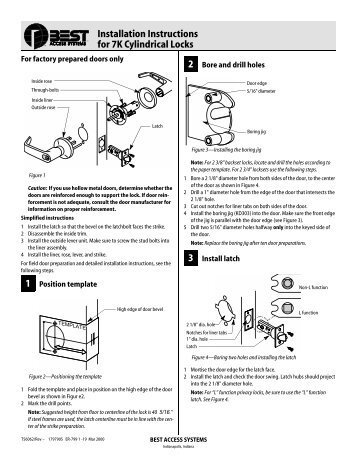 Installation Instructions for 7K Cylindrical Locks - Best Access Systems