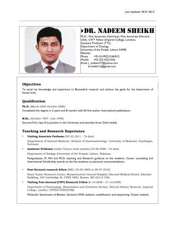 Dr. NADEEM SHEIKH - University of the Punjab